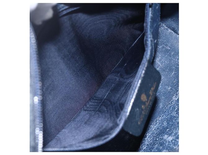 Borsa a Spalla Gucci GG Supreme Sherry Line PVC Navy Gold Auth ka697 D'oro Blu navy - vista 20