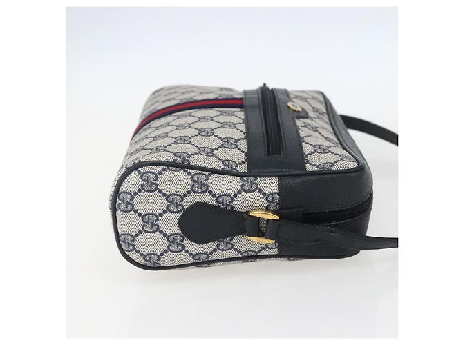 Borsa a Spalla Gucci GG Supreme Sherry Line PVC Navy Gold Auth ka697 D'oro Blu navy - vista 5