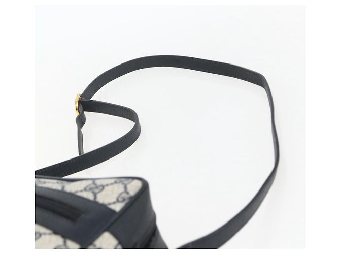 Borsa a Spalla Gucci GG Supreme Sherry Line PVC Navy Gold Auth ka697 D'oro Blu navy - vista 8