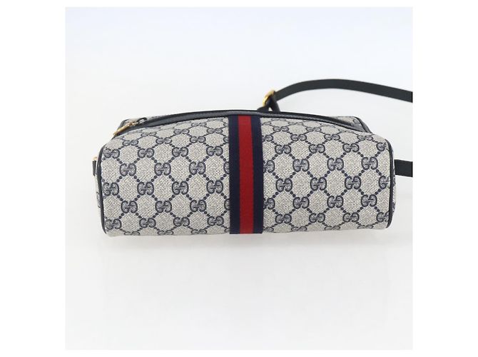 Borsa a Spalla Gucci GG Supreme Sherry Line PVC Navy Gold Auth ka697 D'oro Blu navy - vista 9