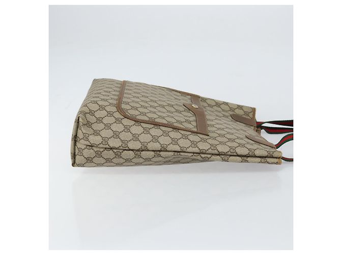 Borsa tote Gucci GG Supreme Web Sherry Line in PVC beige e rosso 39 02 003 Auth BA8627 - vista 4