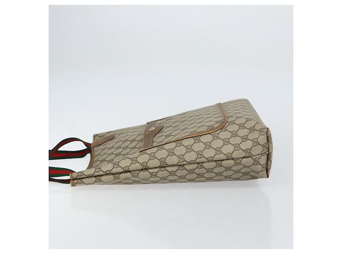 Borsa tote Gucci GG Supreme Web Sherry Line in PVC beige e rosso 39 02 003 Auth BA8627 - vista 5