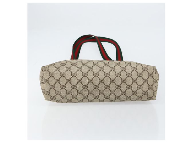 Borsa tote Gucci GG Supreme Web Sherry Line in PVC beige e rosso 39 02 003 Auth BA8627 - vista 9