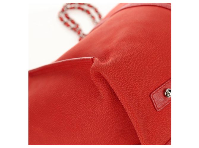 Borsa Tote Camelia a Catena CHANEL Pelle Caviar Rossa Argento CC Auth 142099V Rosso - vista 12