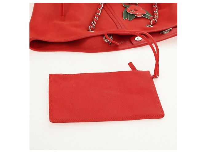 Borsa Tote Camelia a Catena CHANEL Pelle Caviar Rossa Argento CC Auth 142099V Rosso - vista 18