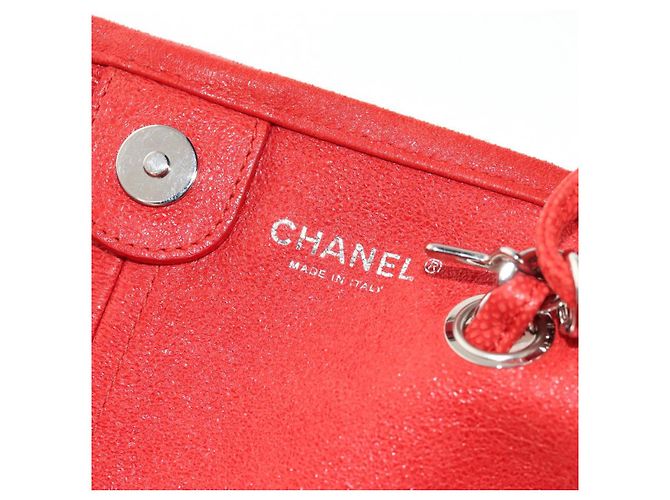 Borsa Tote Camelia a Catena CHANEL Pelle Caviar Rossa Argento CC Auth 142099V Rosso - vista 21