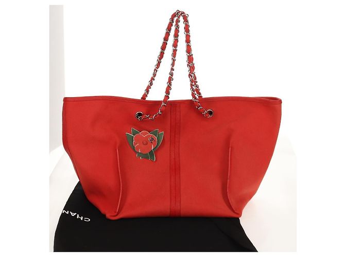 Borsa Tote Camelia a Catena CHANEL Pelle Caviar Rossa Argento CC Auth 142099V Rosso - vista 27