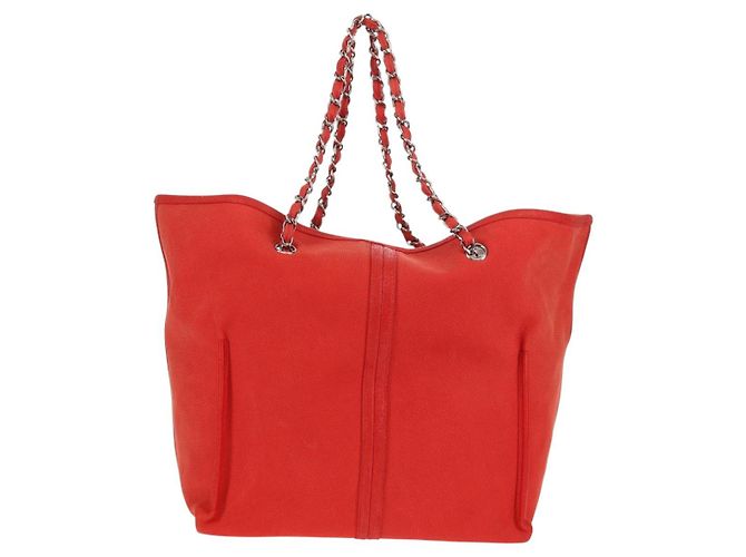 Borsa Tote Camelia a Catena CHANEL Pelle Caviar Rossa Argento CC Auth 142099V Rosso - vista 3