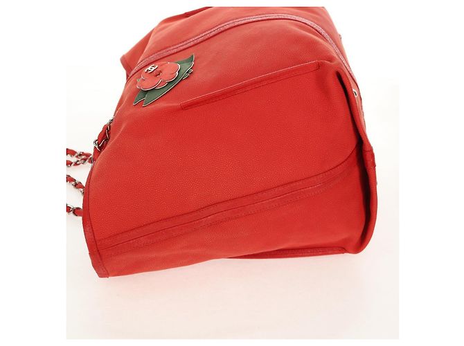 Borsa Tote Camelia a Catena CHANEL Pelle Caviar Rossa Argento CC Auth 142099V Rosso - vista 4