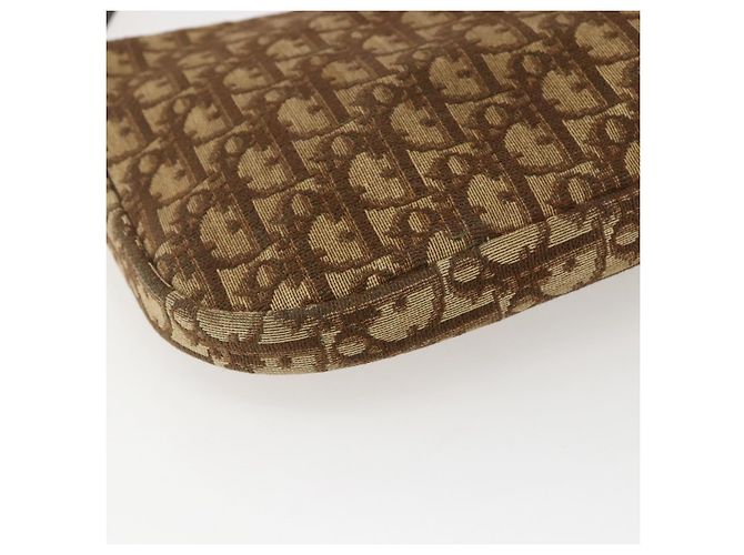 Borsa a Spalla in Tela Trotter Christian Dior Beige Oro Auth 157258 D'oro - vista 13