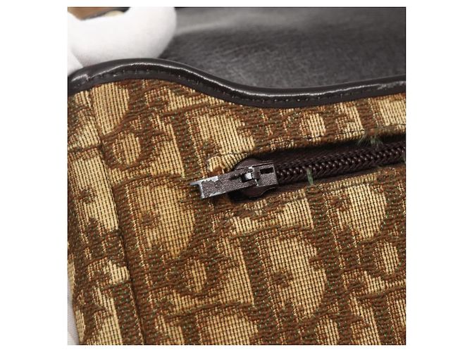 Borsa a Spalla in Tela Trotter Christian Dior Beige Oro Auth 157258 D'oro - vista 15
