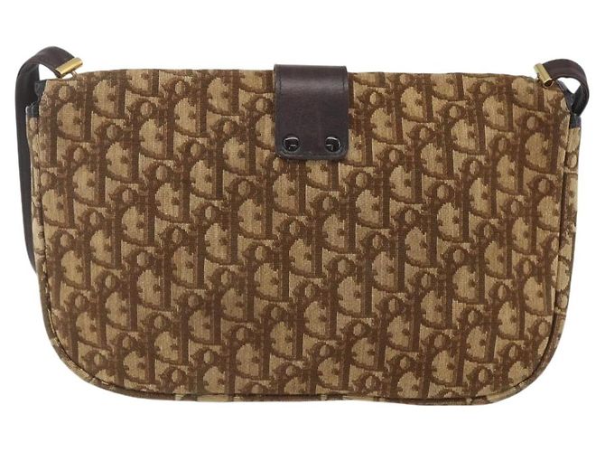 Borsa a Spalla in Tela Trotter Christian Dior Beige Oro Auth 157258 D'oro - vista 3