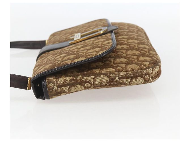 Borsa a Spalla in Tela Trotter Christian Dior Beige Oro Auth 157258 D'oro - vista 4