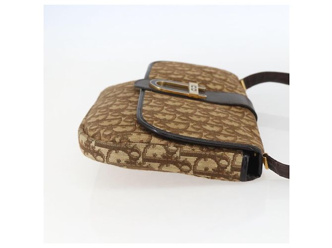 Borsa a Spalla in Tela Trotter Christian Dior Beige Oro Auth 157258 D'oro - vista 5