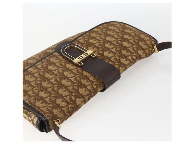 Borsa a Spalla in Tela Trotter Christian Dior Beige Oro Auth 157258 D'oro - vista 6