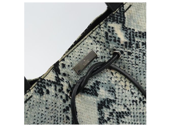 Borsa Tote GUCCI in tela e pelle nera Auth 156891 Nero - vista 14