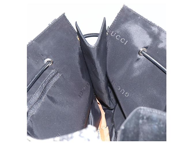 Borsa Tote GUCCI in tela e pelle nera Auth 156891 Nero - vista 18