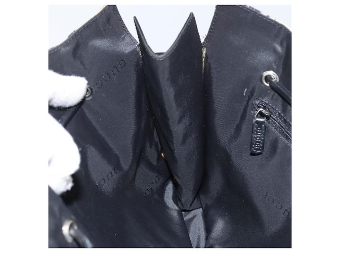 Borsa Tote GUCCI in tela e pelle nera Auth 156891 Nero - vista 19