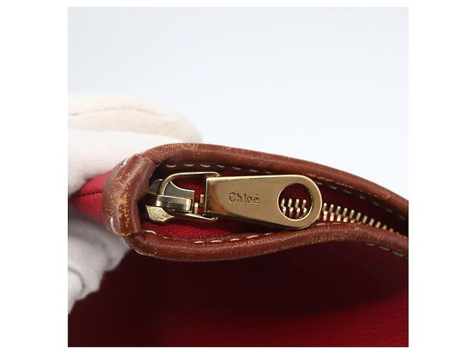 Chloé Borsa Tote in Pelle Rossa e Oro Autentica 156874 Rosso D'oro - vista 14