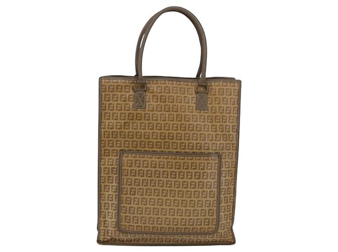 FENDI Zucchino Canvas Tote Bag PVC Beige Auth 156176 - Ansicht 13