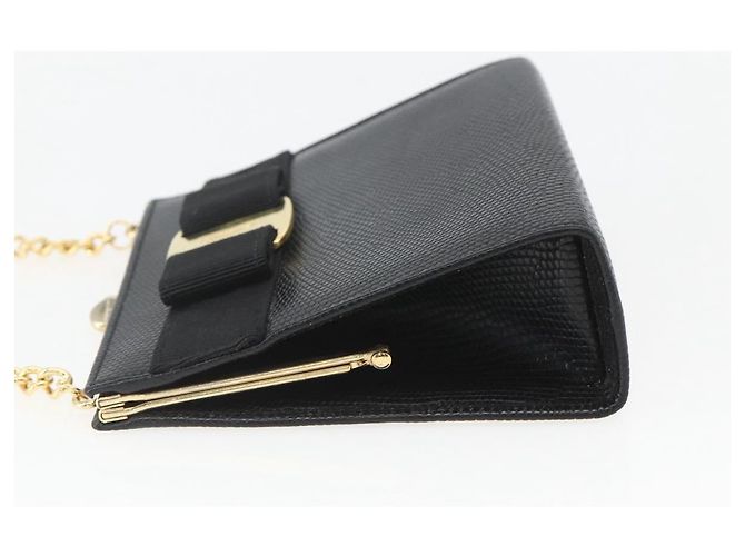 Borsa a Spalla Vala in Pelle Nera e Oro di Salvatore Ferragamo Auth 157062 Nero D'oro - vista 4