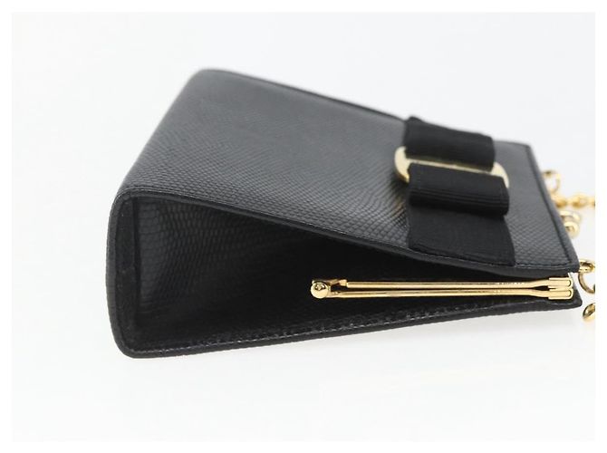 Borsa a Spalla Vala in Pelle Nera e Oro di Salvatore Ferragamo Auth 157062 Nero D'oro - vista 5