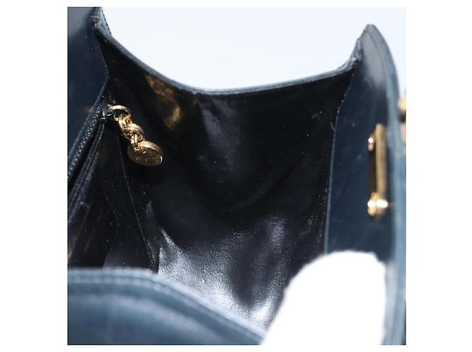 Borsa a Spalla Gancini in Pelle Salvatore Ferragamo Blu Navy Oro Auth 157634 D'oro - vista 17