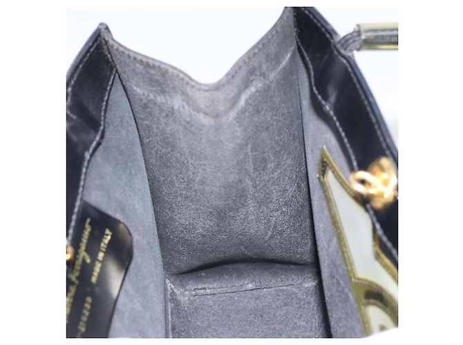 Borsa a Mano Salvatore Ferragamo Smalto Nero Oro Auth 143675 D'oro - vista 16
