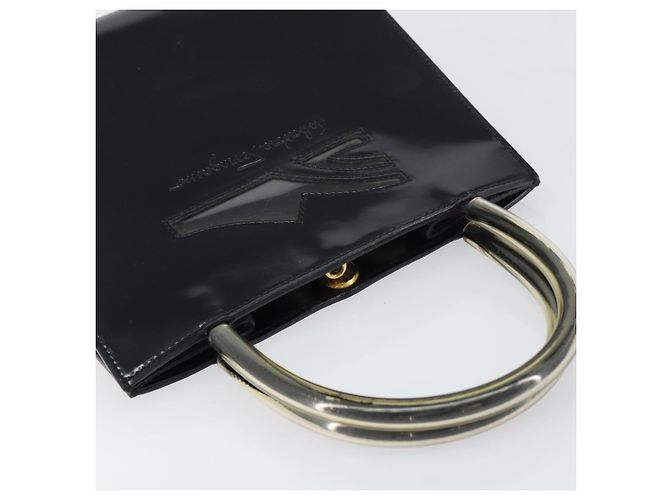 Borsa a Mano Salvatore Ferragamo Smalto Nero Oro Auth 143675 D'oro - vista 6