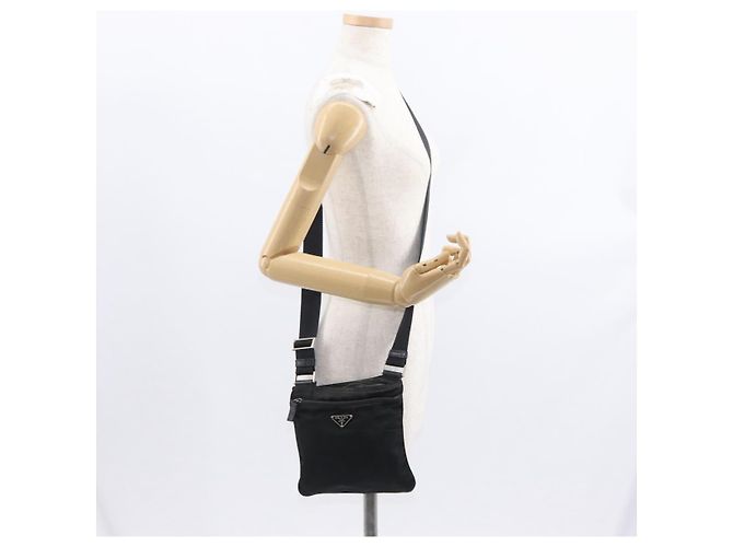 Borsa a Spalla PRADA Nylon Nero Argento Autentica ka765 - vista 24