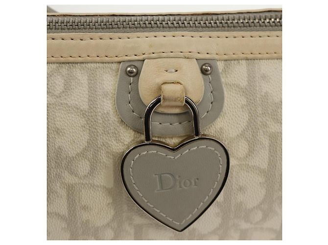 Borsa a Spalla Romantica Trotter Christian Dior PVC Bianco Argento Auth 155320V - vista 18