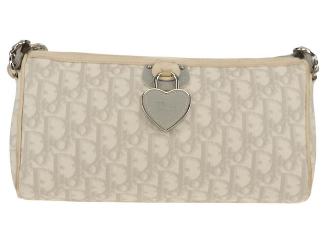 Borsa a Spalla Romantica Trotter Christian Dior PVC Bianco Argento Auth 155320V - vista 2