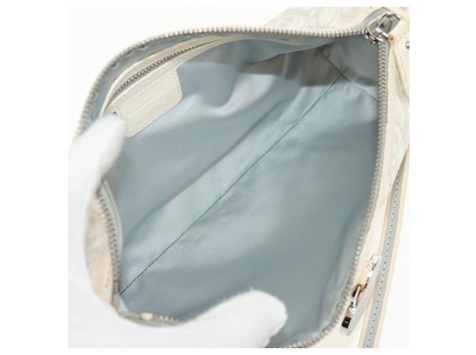 Borsa a Spalla Romantica Trotter Christian Dior PVC Bianco Argento Auth 155320V - vista 21