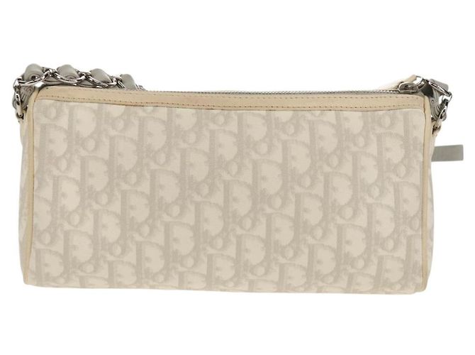 Borsa a Spalla Romantica Trotter Christian Dior PVC Bianco Argento Auth 155320V - vista 3