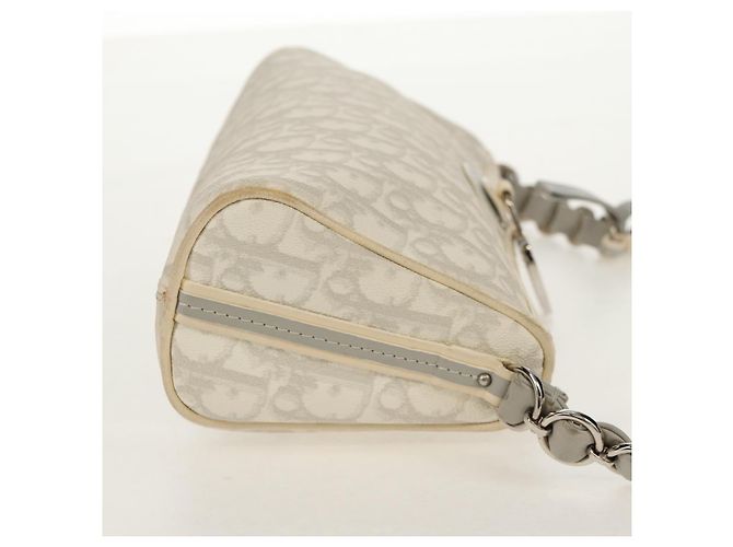 Borsa a Spalla Romantica Trotter Christian Dior PVC Bianco Argento Auth 155320V - vista 5