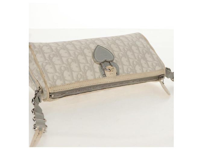 Borsa a Spalla Romantica Trotter Christian Dior PVC Bianco Argento Auth 155320V - vista 6