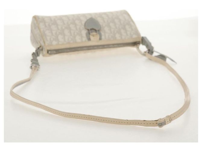 Borsa a Spalla Romantica Trotter Christian Dior PVC Bianco Argento Auth 155320V - vista 7