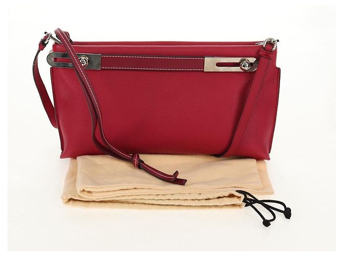 LOEWE Anagram Missy Piccola Borsa a Spalla in Pelle Rossa Argento Auth 153712V Rosso - vista 12