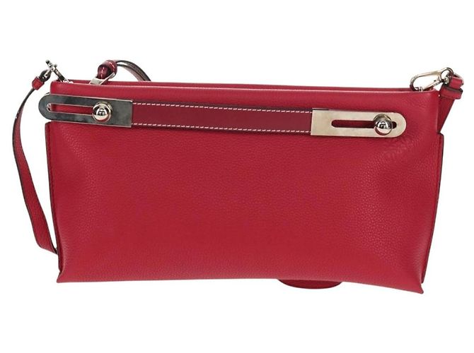 LOEWE Anagram Missy Piccola Borsa a Spalla in Pelle Rossa Argento Auth 153712V Rosso - vista 13
