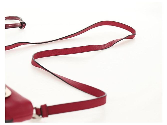 LOEWE Anagram Missy Piccola Borsa a Spalla in Pelle Rossa Argento Auth 153712V Rosso - vista 14