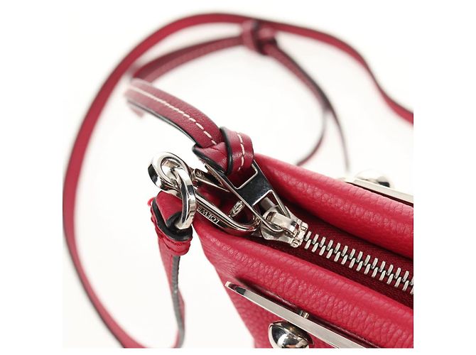 LOEWE Anagram Missy Piccola Borsa a Spalla in Pelle Rossa Argento Auth 153712V Rosso - vista 16