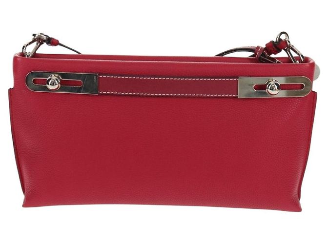 LOEWE Anagram Missy Piccola Borsa a Spalla in Pelle Rossa Argento Auth 153712V Rosso - vista 2