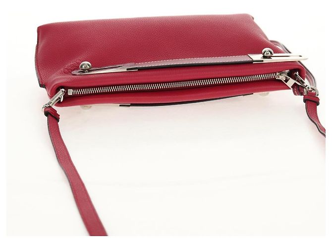 LOEWE Anagram Missy Piccola Borsa a Spalla in Pelle Rossa Argento Auth 153712V Rosso - vista 5