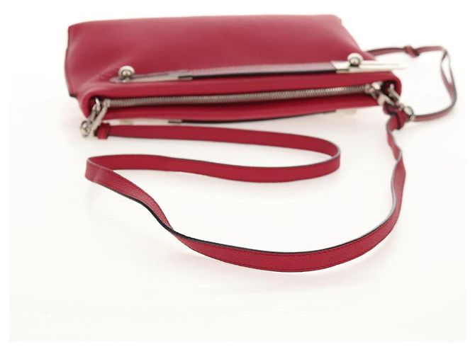 LOEWE Anagram Missy Piccola Borsa a Spalla in Pelle Rossa Argento Auth 153712V Rosso - vista 6