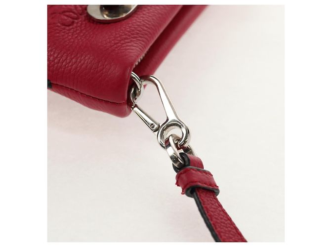 LOEWE Anagram Missy Piccola Borsa a Spalla in Pelle Rossa Argento Auth 153712V Rosso - vista 7