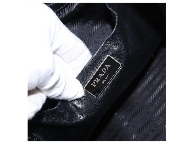 PRADA Borsa a mano in nylon 2 vie nera argento Auth BA8835 Nero - vista 17