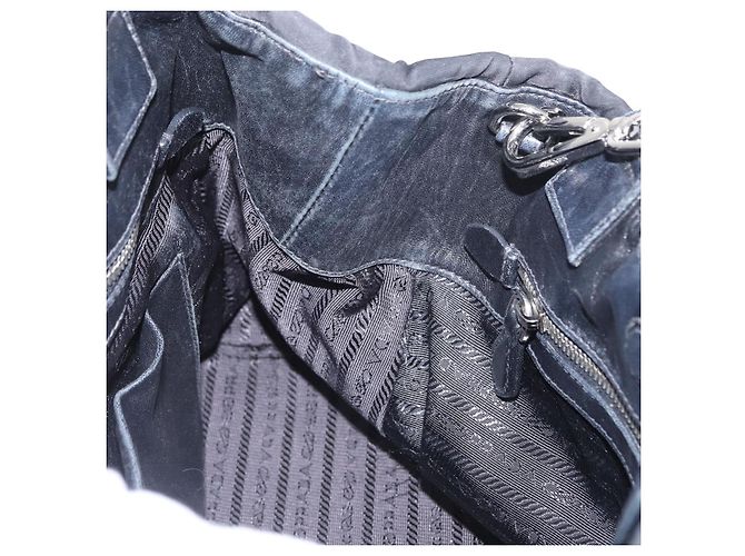 PRADA Borsa a mano in nylon 2 vie nera argento Auth BA8835 Nero - vista 19