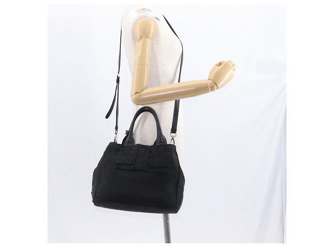 PRADA Borsa a mano in nylon 2 vie nera argento Auth BA8835 Nero - vista 24