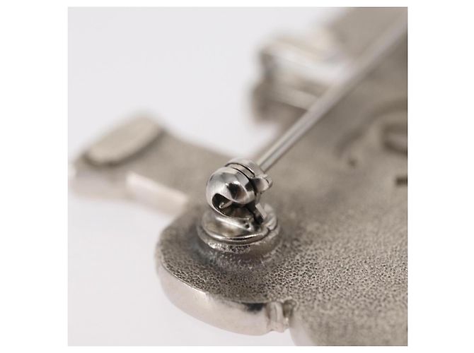 Spilla CHANEL metallo Argento CC Auth 157988SM - vista 5