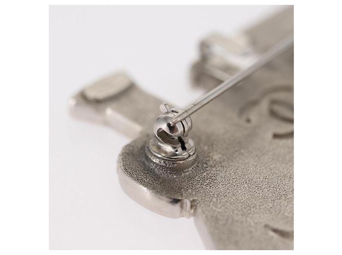 Spilla CHANEL metallo Argento CC Auth 157988SM - vista 6